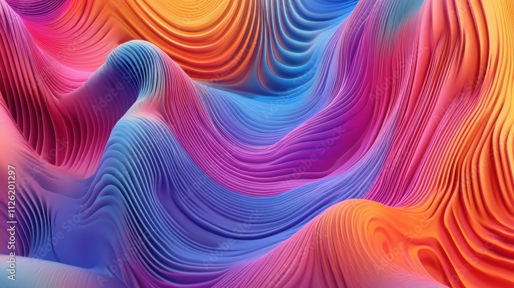Abstract Colorful Waves: A Vibrant 3D Render of Intertwined Hues Abstract Colorful Waves: A Vibrant 3D Render of Intertwined Hues