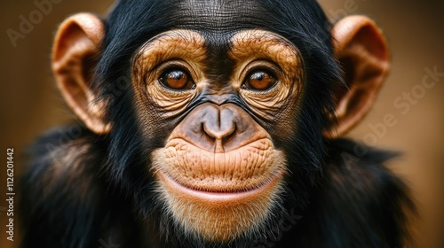 Close-up Portrait of a Smiling Chimpanzee