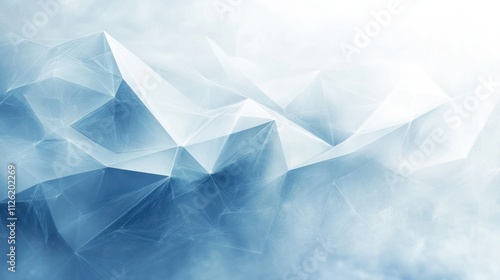 Abstract blue and white geometric background with a soft, blurred effect.