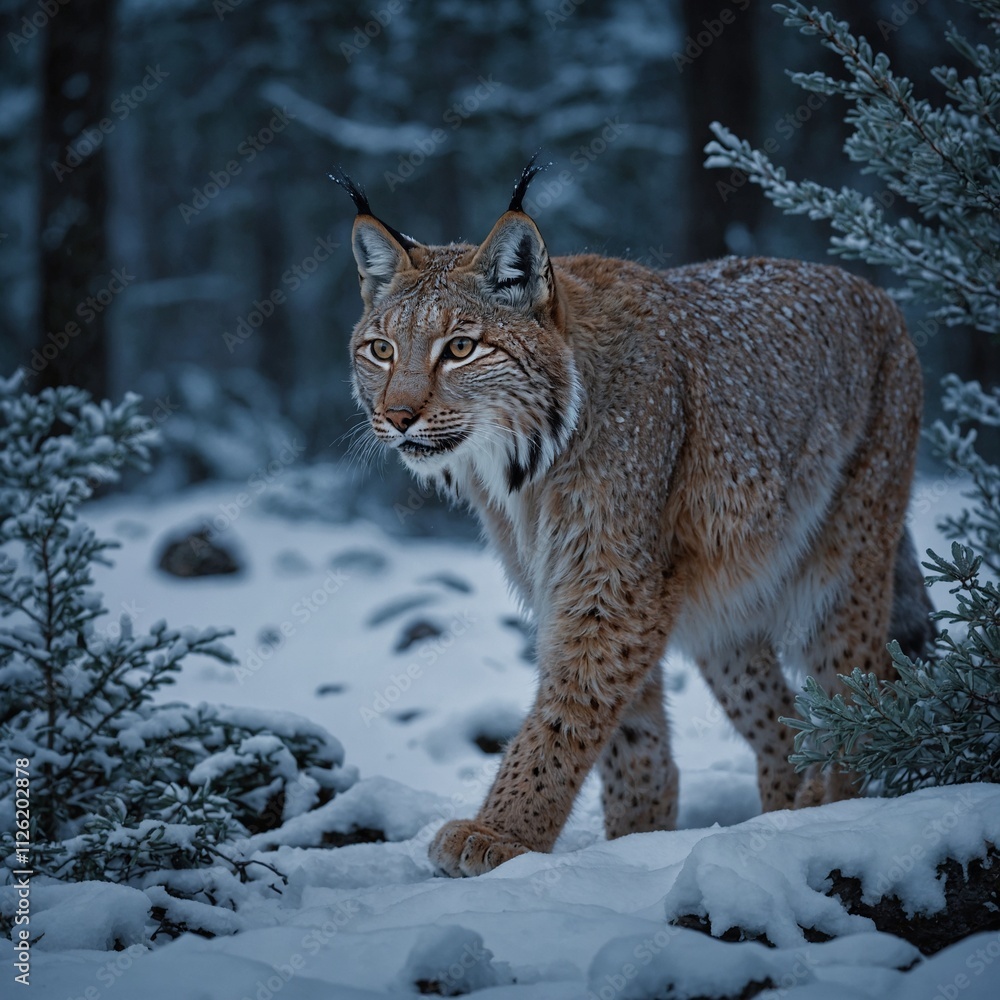 Fototapeta premium lynx in snow
