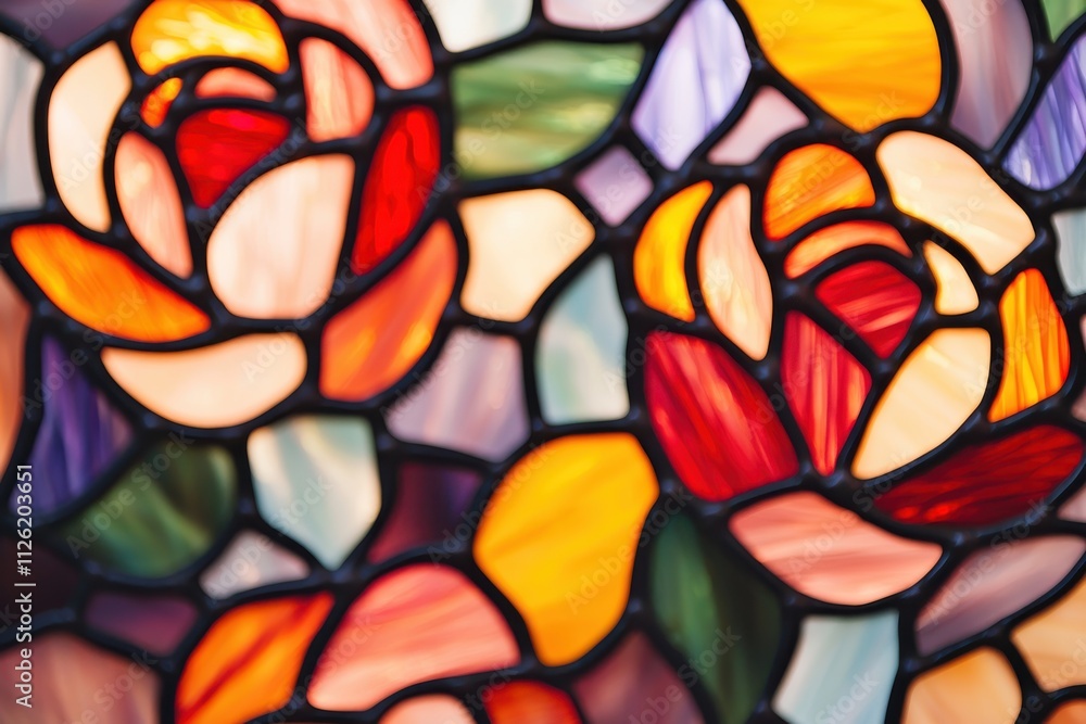 Always loved and remembered. Vibrant stained glass featuring beautiful rose patterns. Always loved and remembered. Vibrant stained glass featuring beautiful rose patterns.
