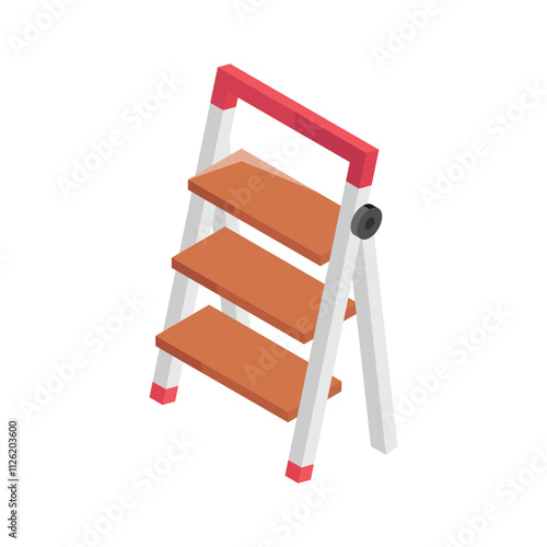 An amazing isometric icon of step ladder in modern style