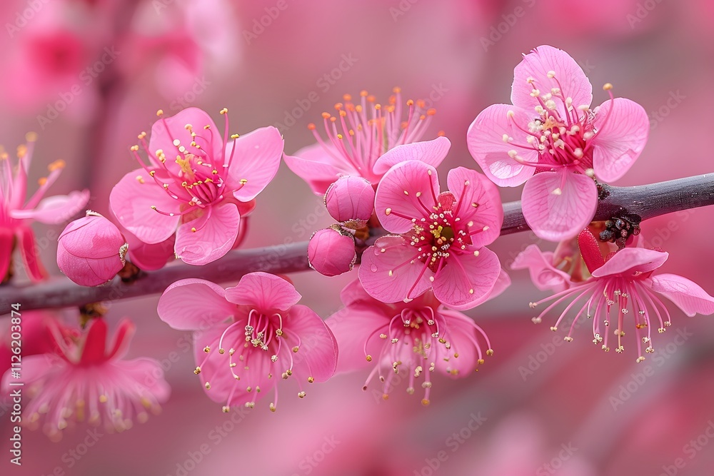 Spring Blossom Branch with Pink Flowers - Nature's Delicate Beauty Spring Blossom Branch with Pink Flowers - Nature's Delicate Beauty