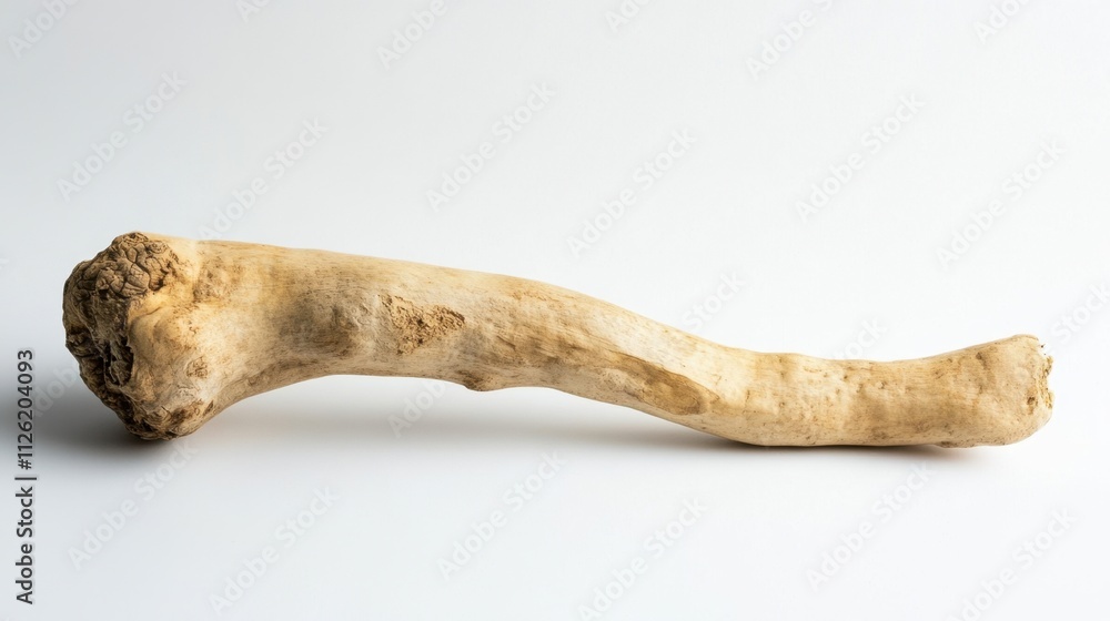 A single ashwagandha root with clear visible texture and natural curves, isolated on white with soft lighting. A single ashwagandha root with clear visible texture and natural curves, isolated on white with soft lighting.