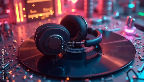 Cool urban vibe, music style related R&B and Hip Hop style symbols and elements. A microphone or a pair of headphones can be prominently displayed on the background