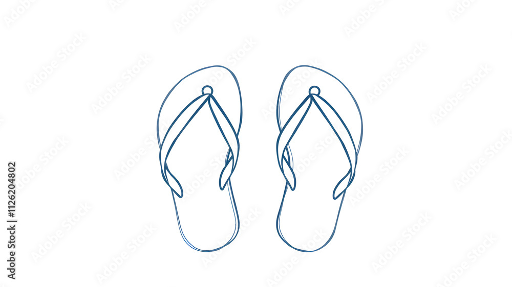 Flip flops continuous one line drawing, single line art element, minimalist sketch line vector illustration, summer travel holiday concept. Generative AI Flip flops continuous one line drawing, single line art element, minimalist sketch line vector illustration, summer travel holiday concept. Generative AI