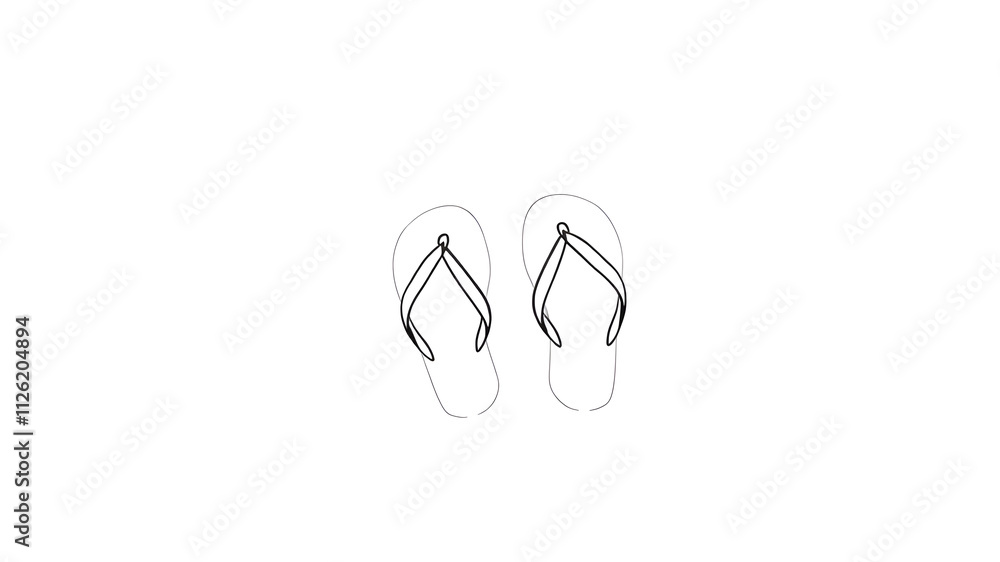 Flip flops continuous one line drawing, single line art element, minimalist sketch line vector illustration, summer travel holiday concept. Generative AI Flip flops continuous one line drawing, single line art element, minimalist sketch line vector illustration, summer travel holiday concept. Generative AI