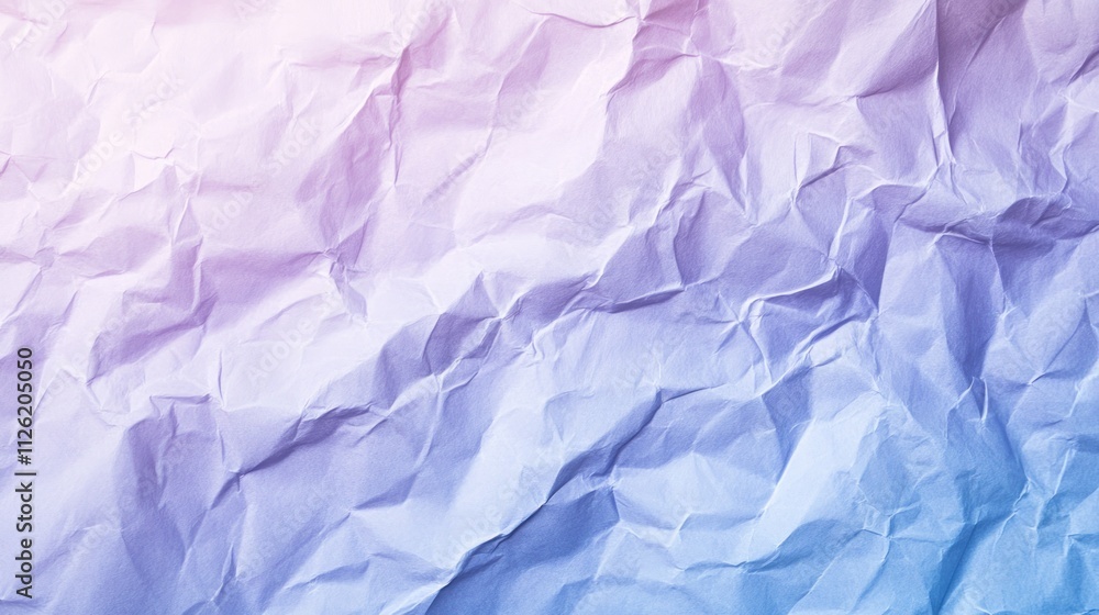 Obraz premium Abstract Crumpled Paper Texture in Pastel Purple and Blue Hues