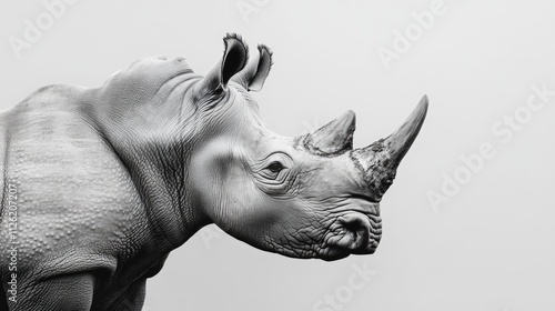 White Rhino Profile in Black and White