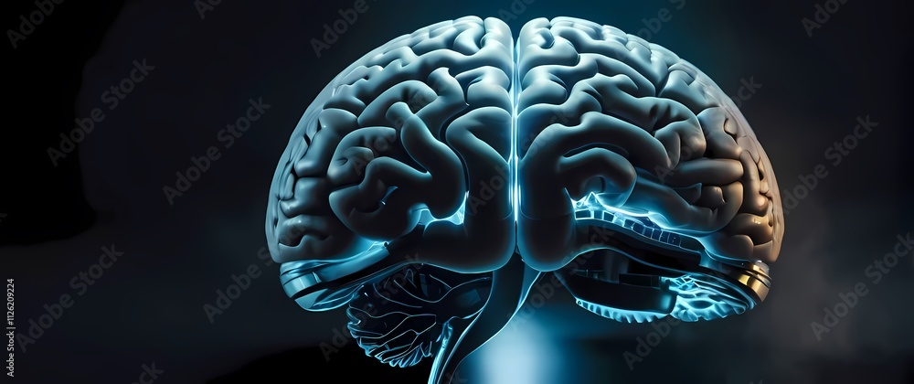Brain split in half one side mechanical and structured the other side ...
