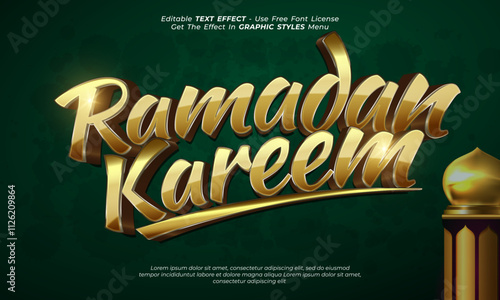 Editable vector text effect golden ramadan kareem with 3d style