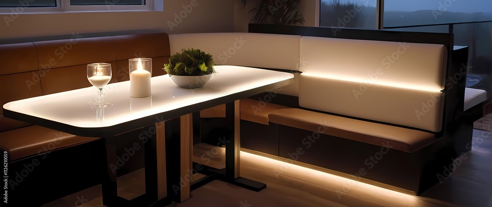 Convertible bench that transforms into a dining table and chairs staged in a tiny home setting Convertible bench that transforms into a dining table and chairs staged in a tiny home setting
