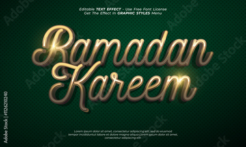 Luxury effect on ramadan text, editable font, typography, 3d text. vector template