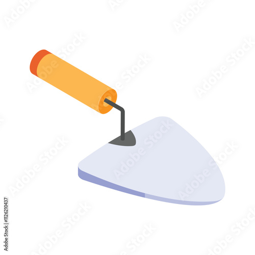 Beautiful isometric icon of trowel, masonry and plastering