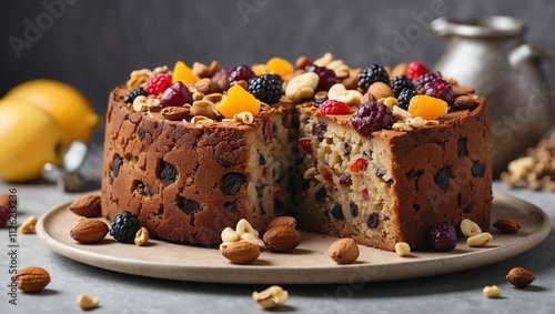 Wallpaper Mural Savory Fruit Cake Slice with Dried Fruits Torontodigital.ca