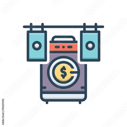Color illustration icon for money laundering