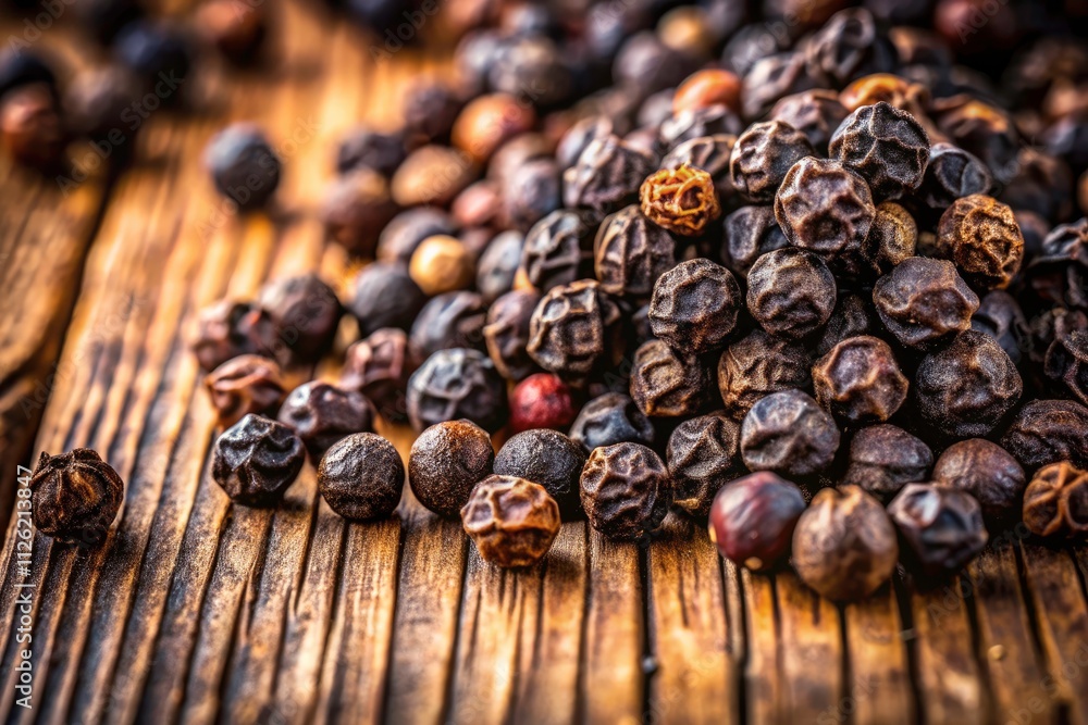 Fototapeta premium Black Peppercorn Photography: Close-up Macro Images of Aromatic Spices