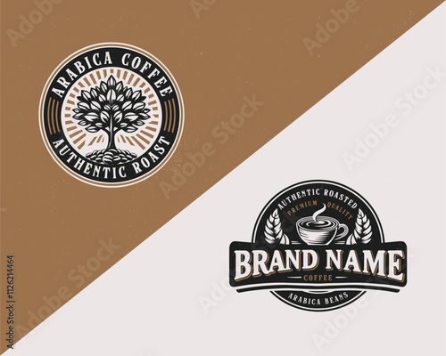 Set vintage Arabica Coffee Barista logo template for food and beverages business company