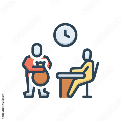 Color illustration icon for bribe