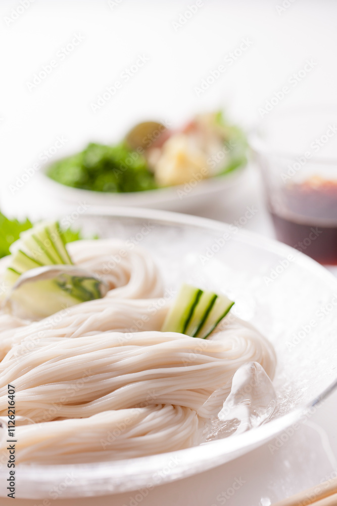 Somen noodle on a white table Somen noodle on a white table