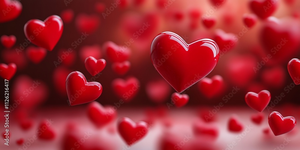 Red heart filled with love is surrounded by many other red hearts. Concept of warmth and affection, as the hearts are scattered throughout the scene, creating a feeling of unity and togetherness Red heart filled with love is surrounded by many other red hearts. Concept of warmth and affection, as the hearts are scattered throughout the scene, creating a feeling of unity and togetherness