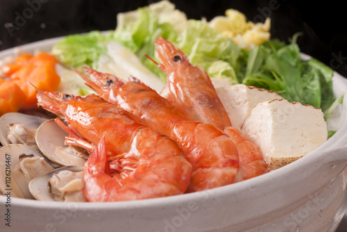 Steaming seafood pot photo