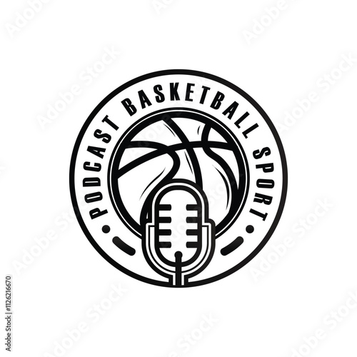 Podcast basketball sport logo template concept design vector