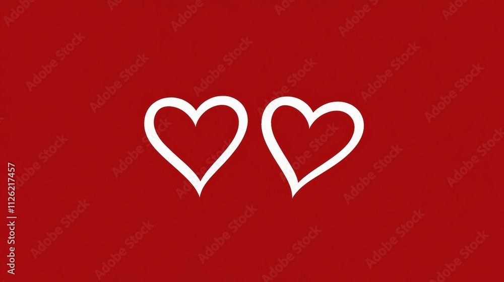 Two hearts are on a red background. Concept of love and affection Two hearts are on a red background. Concept of love and affection