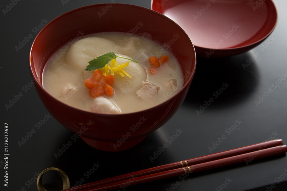 Kyoto-style ozoni with white miso paste