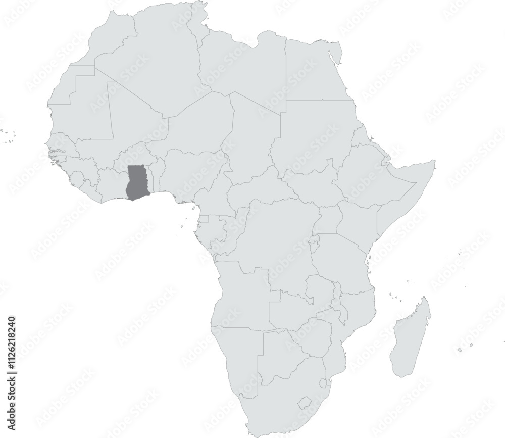 Detailed national location map of GHANA within the great continent of Africa Detailed national location map of GHANA within the great continent of Africa