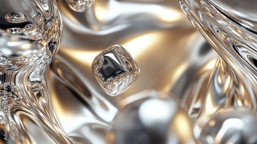 Abstract Silver Liquid Metal Forms Flowing Abstract Silver Liquid Metal Forms Flowing