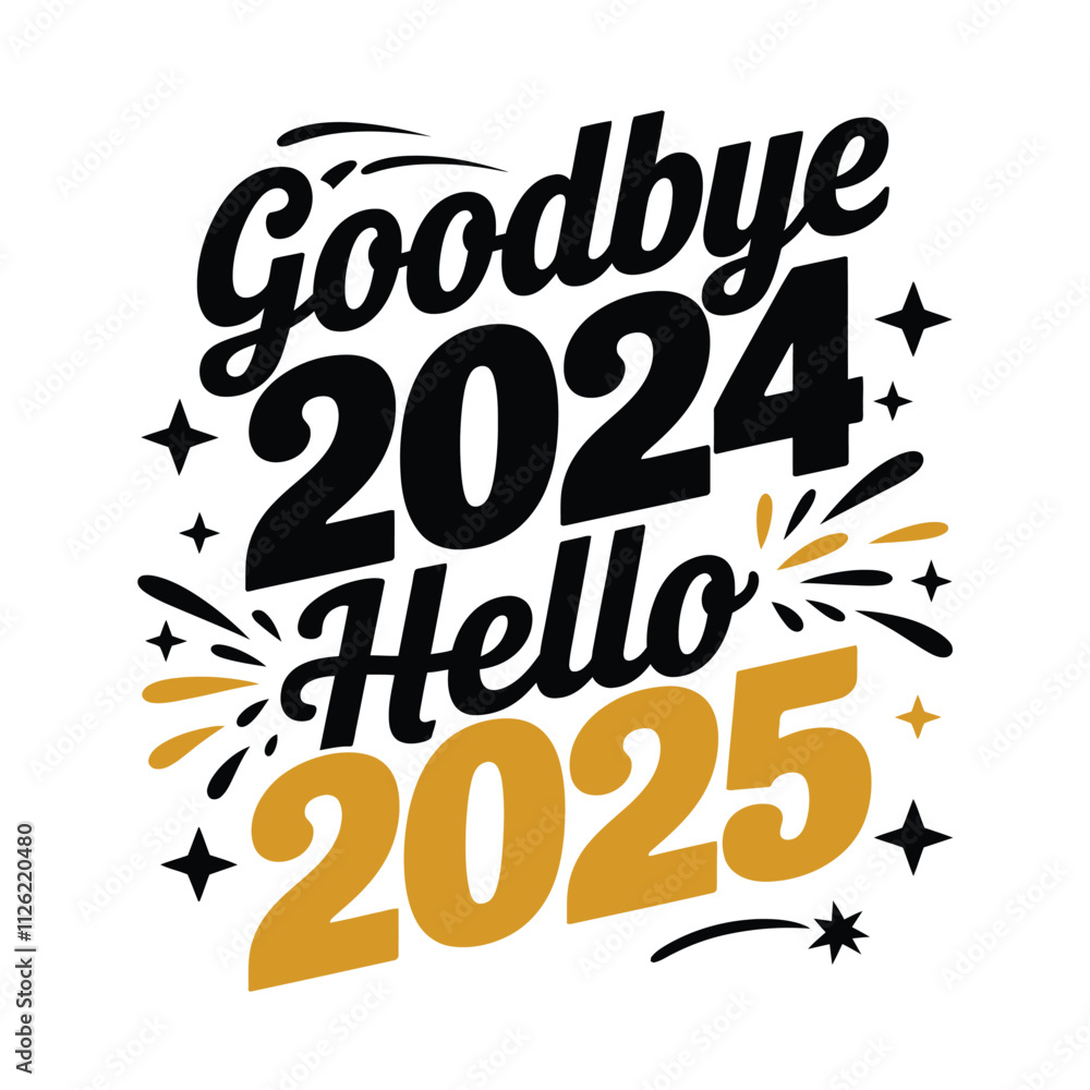 Obraz premium Goodbye 2024, Hello 2025 New Year Celebration Design