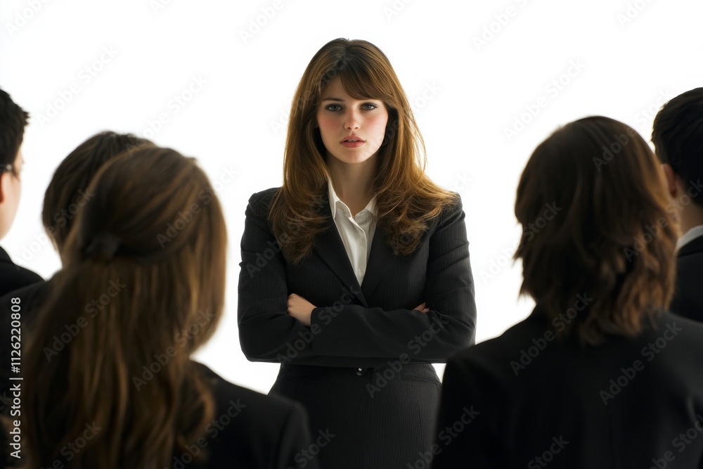 Confident Businesswoman Leading a Team Meeting in a Professional Office Environment Confident Businesswoman Leading a Team Meeting in a Professional Office Environment