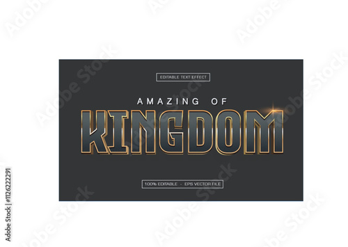 Kingdom Text Effect, Editable 3D Gold Text Style photo