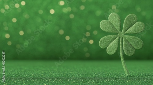 A bold St Patrick’s Day background featuring a vibrant shamrock design glowing on a textured green background with subtle golden sparkles 
