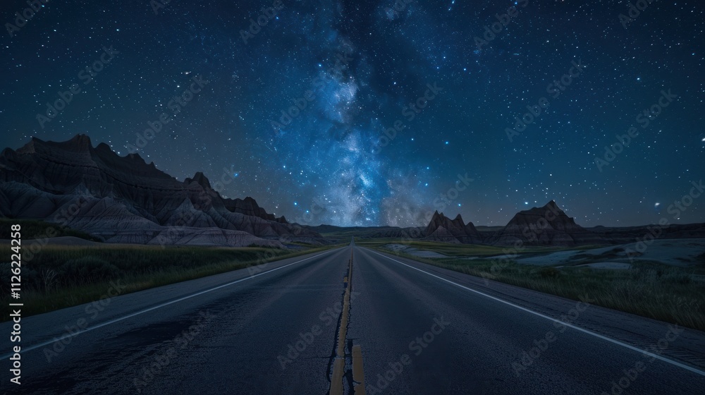 Fototapeta premium Milky Way Over Road