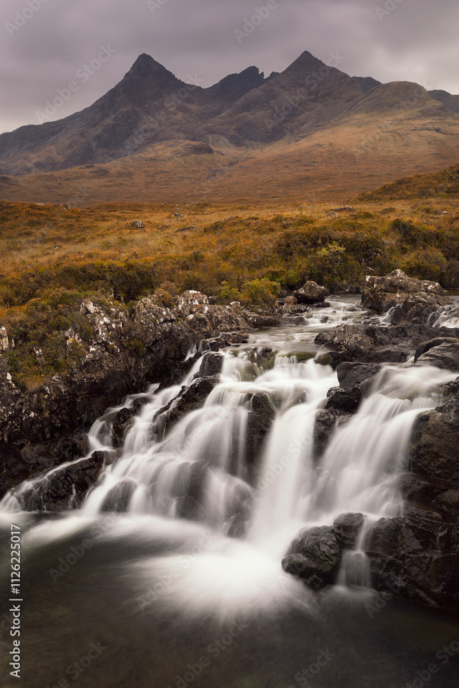 Sligachan river and Cuilins mountains in Skye Island, Scotland Sligachan river and Cuilins mountains in Skye Island, Scotland