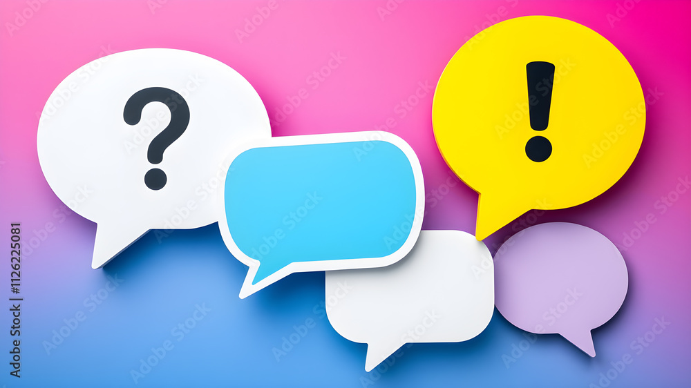 Speech bubbles with question and exclamation mark. Generative AI Speech bubbles with question and exclamation mark. Generative AI