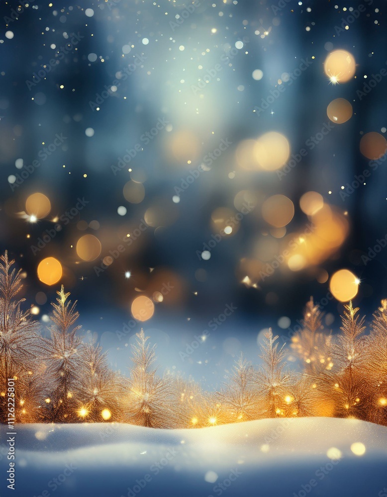 Naklejka premium christmas night landscape, sky, illustration, fireworks, glow, design, sparkle, 