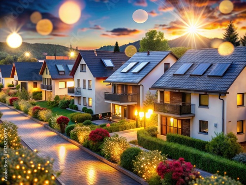 Modern Solar Homes Waiblingen: Baden-Württemberg Architecture, German Single Family Homes, Bokeh Photography photo