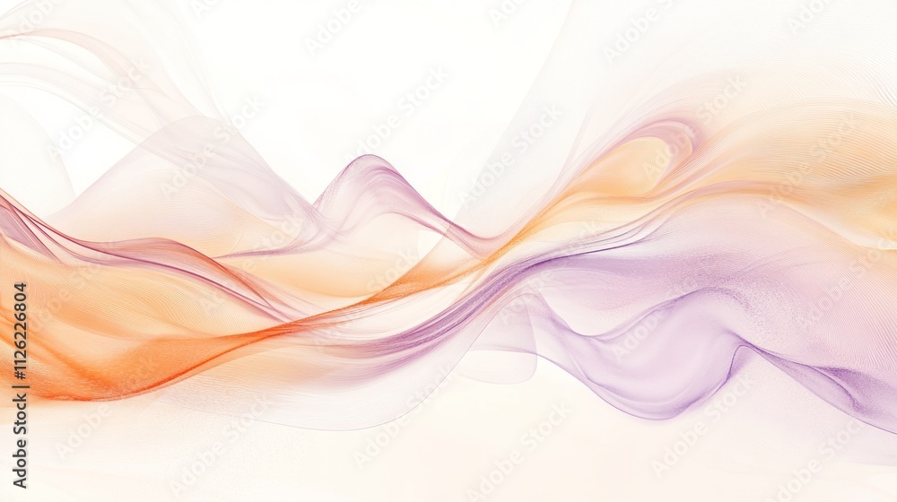 Abstract Pastel Waves Flowing Gently Across White Abstract Pastel Waves Flowing Gently Across White