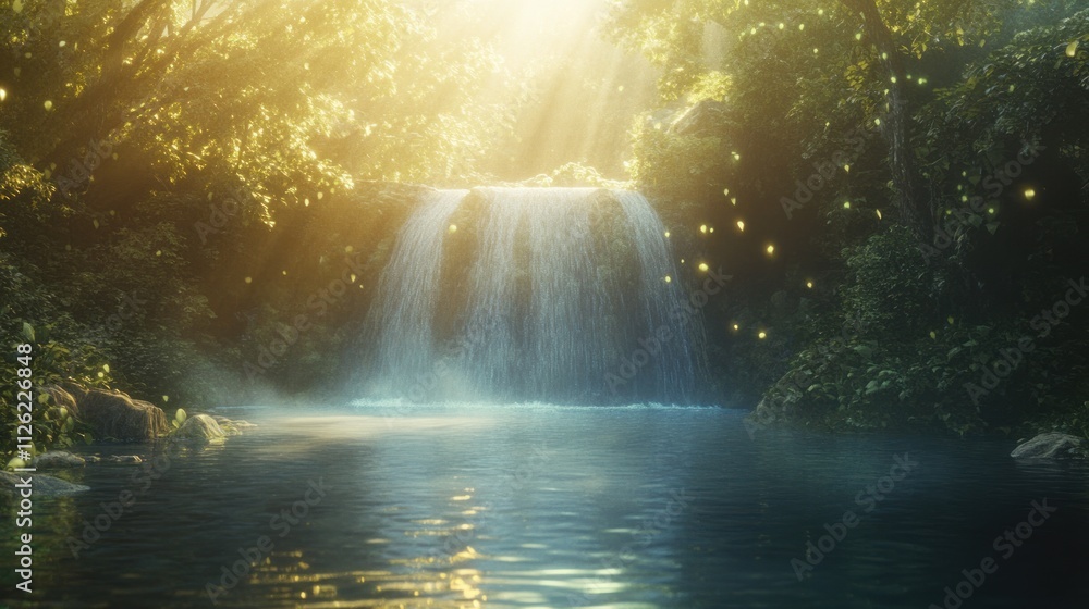 Enchanted Waterfall in a Lush Tropical Forest Enchanted Waterfall in a Lush Tropical Forest