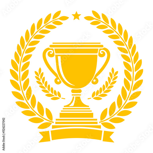 simple trophy with laurel wreath icon