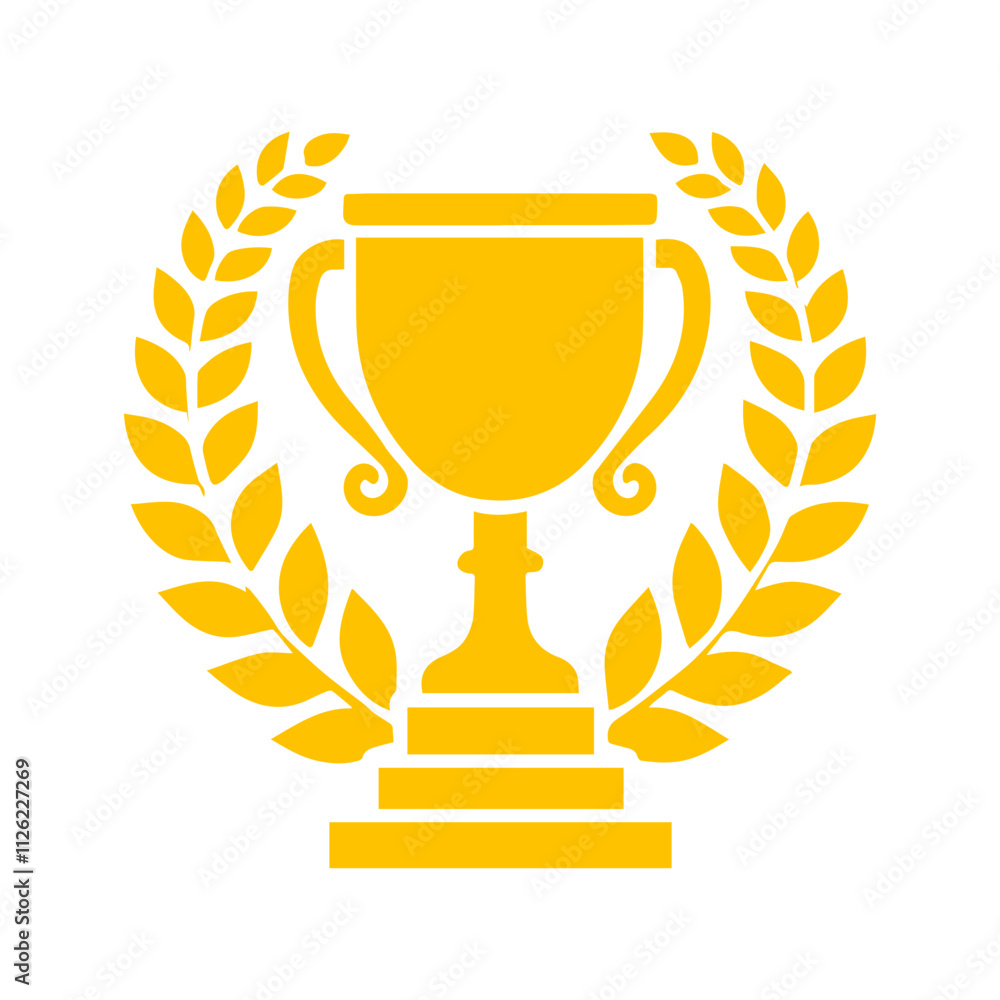 simple trophy with laurel wreath icon simple trophy with laurel wreath icon