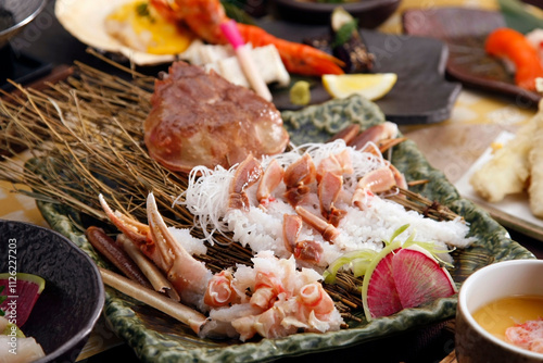 Live snow crab sashimi