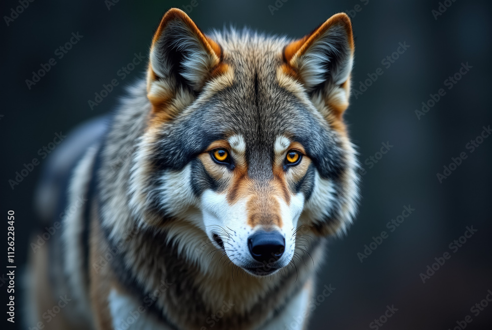 Fototapeta premium A close-up of a magnificent wolf in the wild.