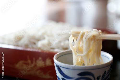 Handmade white buckwheat noodles, Soba