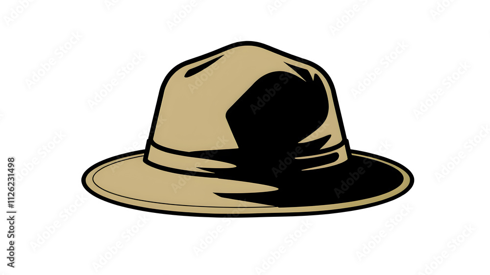 Zookeeper Hat: A khaki-colored safari hat icon with a simple band around the base on white. Generative AI Zookeeper Hat: A khaki-colored safari hat icon with a simple band around the base on white. Generative AI