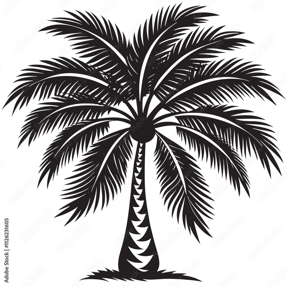 Obraz premium Palm Tree Silhouette on a white background 