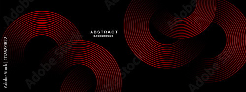 Minimalist abstract background with red circular pattern on black vector illustration.